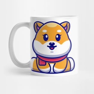 Cute baby shiba inu sitting cartoon illustration Mug